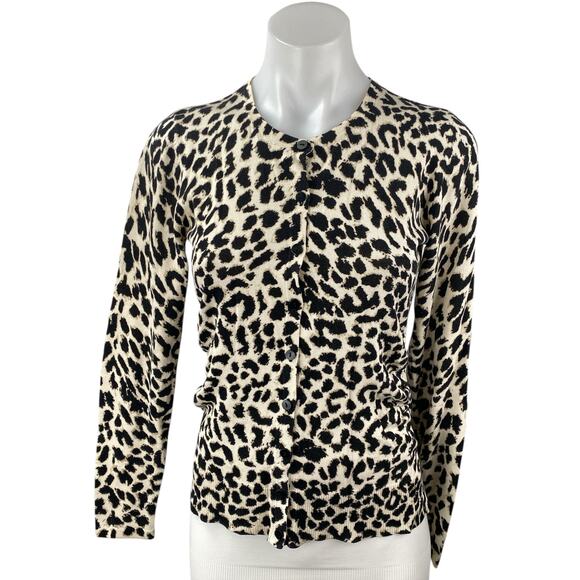 Ann Taylor Silk Cashmere Animal Leopard Print Long Sleeve Button Up Shirt Top S - Picture 1 of 4